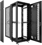 Шкаф серверный напольный Cabeus, IP20, 42U, 2055х600х1000 мм (ВхШхГ), дверь: перфорация, боковая панель: сплошная, разборный, цвет: чёрный, вид 5