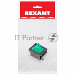 Выключатель клавишный Rexant 250V 16А (4с) ON-OFF зеленый с подсветкой (RWB-502, SC-767, IRS-201-1)