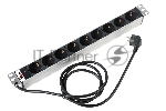 Блок розеток Rem-16 с инд., 9 Shuko, 16A, алюм., 19", шнур 3 м. (R-16-9S-I-440-3)