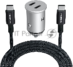 Автомобильное зарядное устройство Magssory cch002 45W 3A+2.25A (PD+QC+AFC) USB Type-C универсальное темно-серый, вид 9