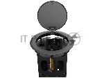Лючок врезной в стол Wize Pro WRTS-RRTQ-B откидная алюм. крышка, розетка 220В -1 шт, 3 отверстия keystone для модулей WRTS-RR, черный, вид 3