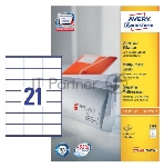 Этикетки самоклеящиеся Avery Zweckform 3481 A4, 70x41 мм, 21 шт, универсальная, 70 г/м2, 100 л, покрытие матовое, белый