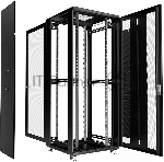 Шкаф серверный напольный Cabeus, IP20, 42U, 2055х800х800 мм (ВхШхГ), дверь: перфорация, боковая панель: сплошная, разборный, цвет: чёрный, вид 4