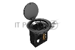 Лючок врезной в стол Wize Pro WRTS-RRTQ-B откидная алюм. крышка, розетка 220В -1 шт, 3 отверстия keystone для модулей WRTS-RR, черный