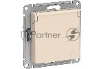Механизм розетки 1-м СП AtlasDesign 16А IP20 с заземл. защ. шторки с крышкой беж.