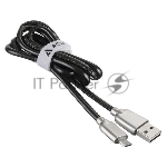 Кабель USB ACD-Allure MicroUSB - USB-A Кожа, 1м, черный