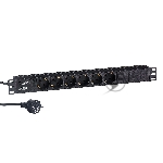 Блок розеток горизонтальный ExeGate ServerPro PDU-19H603 Al-6S-EU2.5, 19", 1U, Алюминий, 6 Schuko, кабель с евровилкой VDE-250V-16A-3*1.5мм2, 2.5 метра, черный