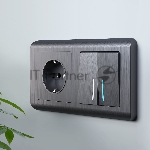 Выключатель двухклавишный с подсветкой WERKEL (графит рифленый) W1120104