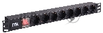 Блок PDU 8 розеток нем. стандарт, с LED выключателем,1U, без шнура, вх. C14, алюминиевый профиль