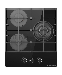 Варочная поверхность Kuppersberg TG 42 B, газ, High-Tech, 45 см, 3 конфорки, автоматический электроподжиг, газ-контроль, форсунки под сжиженый газ, SABAF конфорки, WOK конфорка, чугунные решетки, цвет черное стекло, цвет фурнитуры черный