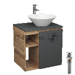 Тумба Bau Dream Blackwood 60 правая, графит, раковина BAU Dream D43, смеситель для раковины высокий Hotel Still, нержавеющая сталь, выпуск клик клак, хром