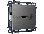 Комплект механизма розетки HDMI 2.0 ALFA Антрацит серый 40V/500mA 2.0GHz 5-18Gbit/s QUANT (AP6640, VM222) MA664010