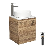 Тумба Bau Dream Blackwood 50 с дверцей, раковина BAU Dream круглая D41, смеситель для раковины высокий Hotel Still, нержавеющая сталь, выпуск клик клак, хром