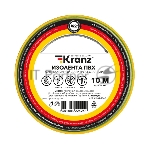 Изолента ПВХ Kranz 0.13х15 мм, 10 м, желто-зеленая (10 шт./уп.)