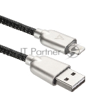 Кабель USB ACD-Allure Lightning - USB-A Кожа, 1м, черный