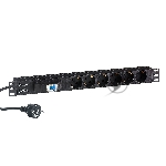 Блок розеток горизонтальный ExeGate ServerPro PDU-19H610 Al-6S-EU2.5-1P, 19", 1U, Алюминий, 6 Schuko, кабель с евровилкой VDE-250V-16A-3*1.5мм2, 2.5 метра, защита от перегрузки, черный