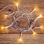 Гирлянда светодиодная Neon-night универсальная 10 LED, 1,2 метра, прозрачный ПВХ, теплое белое свечение, батарейки 2хАА