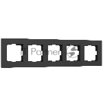 Рамка WERKEL на 5 постов Slab (черный софт)