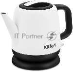 Чайник электрический Kitfort KT-6112 1 л, 1630 Вт, белый/черный (корпус: нержавеющая сталь)
