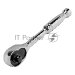 Ключ-трещотка Gross 1/4", CrV, 120 зубьев, цельнометаллический, хром