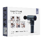 Массажер для тела GALAXY LINE GL 4945, серо-синий, аккумуляторный, 24 Вт, 4 насадки, 99 уровней интенсивности, вр. работы 1,5 ч, 2800~3500 об/мин, LCD-дисплей, таймер 15 мин, сенсорное управление, USB-кабель, Li-Ion аккумулятор емкостью 1500 мА•ч, вид 2