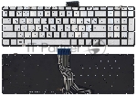 Клавиатура для ноутбука HP Pavilion 15-ab 15-ab000 15z-ab100 серебристая с подсветкой