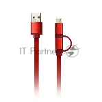 Дата-кабель Smartbuy USB - 2 в 1 Micro+8 pin, длина 1,2 м, красный (iK-212 red)/60