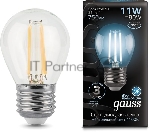 Лампа светодиодная филаментная Gauss Black Filament 11Вт шар 4100К E27