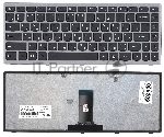 Клавиатура для ноутбука Lenovo Flex 14 G400s черная с серой рамкой