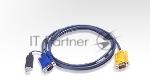 Шнур ATEN, мон., клав.+мышь USB, SPHD15=>HD DB15+USB A-Тип, Male-2xMale, 8+4 проводов, опрессованный, 5 метр., черный Intelligent cable HDB15m/USBAM 5M