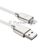 Кабель USB ACD-Allure Lightning - USB-A Кожа, 1м, белый