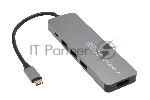 Док-станция Type-C Gembird UHB-D1, 5в1: 3хUSB3.1, Type-C PD100W, HDMI, кабель 17см, алюминий