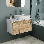 Комплект: тумба Bau Dream Blackwood 80, раковина прямоугольная BAU Cerama 48х37, мрамор, смеситель Hotel Dream Black, черный матовый