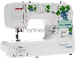 Швейная машина Janome Grape 2016 белый, электромеханическая, вертикальный качающийся, 15 операций, петля полуавтомат