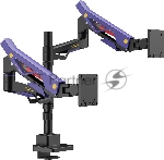 Кронштейн для мониторов Ultramounts UM742BP черный/фиолетовый 24"-57" макс.27кг крепление к столешнице поворот и наклон, вид 5