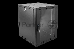 Шкаф коммутационный ЦМО ШРН-15.650-9005 настенный 15U 600x658мм пер.дв.стекл 200кг черный 600мм 180град.
