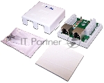 Настенная розетка, 2 порта RJ-45 категории 5е, STP, белая