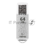 Флешка USB Smartbuy V-CUT SILVER (SB64GbVC-S3), 64Gb, USB 3.0, R/W 75/25, серебристый