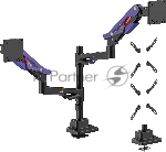 Кронштейн для мониторов Ultramounts UM742BP черный/фиолетовый 24"-57" макс.27кг крепление к столешнице поворот и наклон, вид 4