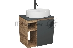 Тумба Bau Dream Blackwood 60 правая, графит, раковина BAU Nimb 51х41 белая, смеситель Hotel Dream Black, нерж. сталь, черный