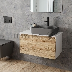 Комплект: тумба Bau Dream Blackwood 80, раковина BAU Cerama 48х37, темно-серая, смеситель Hotel Black, черный матовый