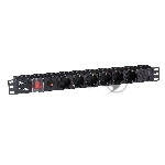 Блок розеток горизонтальный ExeGate ServerPro PDU-19H605 Al-6S-C14-SW-O, 19", 1U, Алюминий, 6 Schuko, С14, выкл. с подсветкой, защита от перегрузки, черный