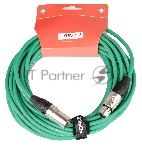 Микрофонный кабель FORCE FMC-05/10 GR XLR (F)- XLR(M), разъемы с никелевым корпусом и посеребренными контактами, 10 м, цвет зелёный