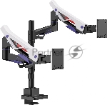Кронштейн для мониторов Ultramounts UM742BW черный/белый 24"-57" макс.27кг крепление к столешнице поворот и наклон, вид 4