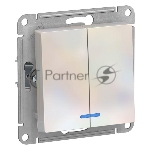 Механизм выключателя 2-кл. AtlasDesign с подсветкой (сх.5а) 10АХ жемчуг SchE ATN000453