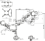 Кронштейн для мониторов Ultramounts UM742BW черный/белый 24"-57" макс.27кг крепление к столешнице поворот и наклон, вид 2