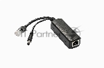 PoE-сплиттер Fast Ethernet. Соответствует стандартам PoE IEEE 802.3af/at. Предназначен для питания оконечных сетевых устройств, не поддерживающих PoE. Порты: вх. - RJ45(10/100 Base-T, IEEE 802.3af/at), вых. - кабель RJ45(10/100 Base-T)/штекер 5.5x2.1мм. Входное напряжение: DC36-57V. Выходное напряжение: DC12V/2A. Встроенная защита от перенапряжения, короткого замыкания. Размеры (ШхВхГ): 80x31x26мм. Длина кабеля - 12см. Рабочая температура -25...+75°C.