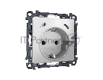 Комплект механизма электрической розетки 2USB С+C 20W с/з на винтовых зажимах 16A-250V ALFA Серебро глянец QUANT (AP4105, VM165) MA410510