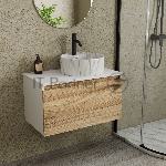 Комплект: тумба Bau Dream Blackwood 80, Раковина круглая накладная BAU Element D41, мрамор, смеситель Hotel Dream Black, черный матовый