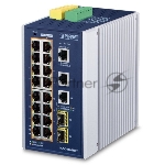 Индустриальный PoE коммутатор IGS-20160HPT для монтажа в DIN-рейку IP30 Industrial L2+/L4 16-Port 1000T 802.3at PoE+ 2-Port 1000T + 2-port 100/1000X SFP Full Managed Switch (-40 to 75 C, dual redundant power input on 48~56VDC terminal block, DIDO, ERPS Ring Supported, 1588)